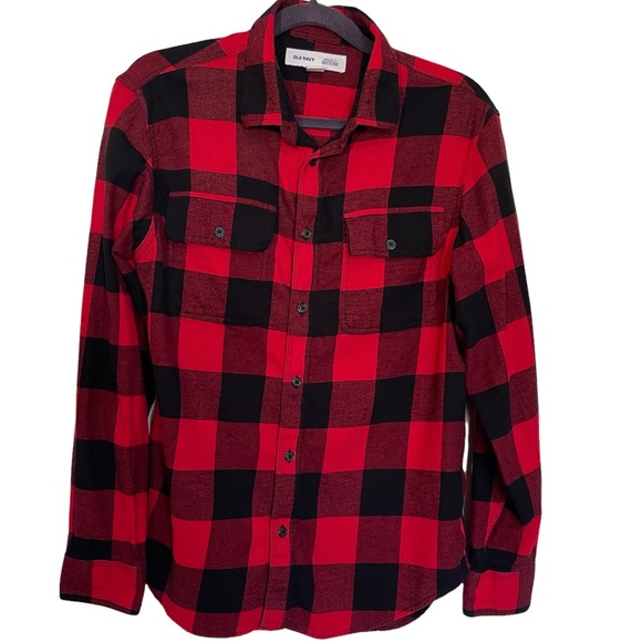 Old Navy Other - Old Navy Men’s Red and Black Buffalo Check Button Down Flannel Shirt-Medium